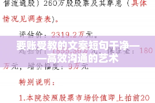 要账受教的文案短句干净——高效沟通的艺术