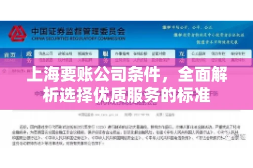 上海要账公司条件，全面解析选择优质服务的标准