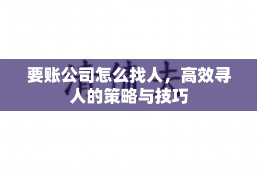 要账公司怎么找人，高效寻人的策略与技巧